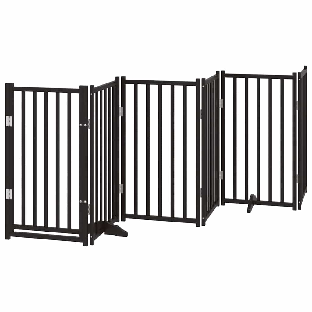 hundelåge med dør 9 paneler 450 cm foldbar poppeltræ sort