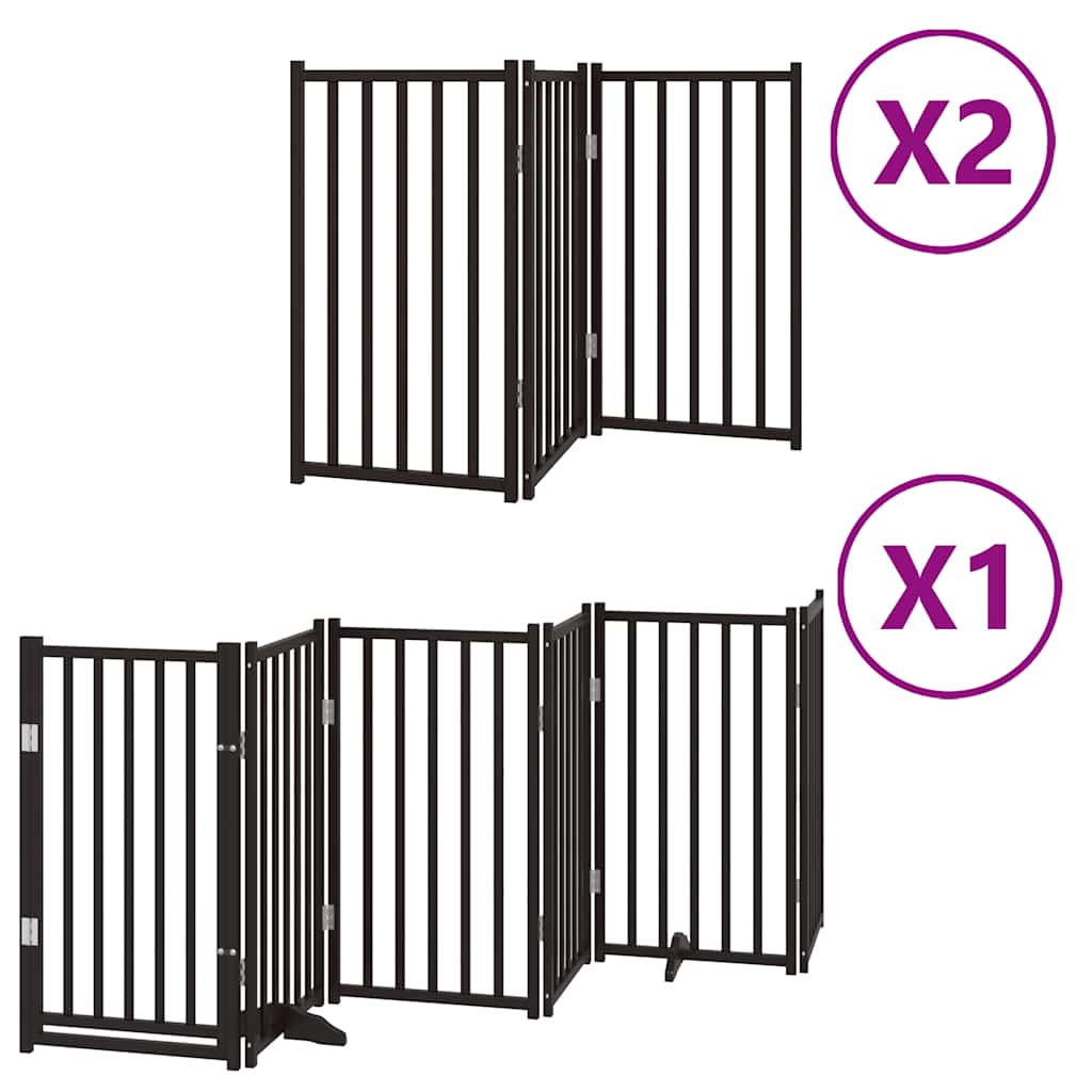 hundelåge med dør 12 paneler 600 cm foldbar poppeltræ sort