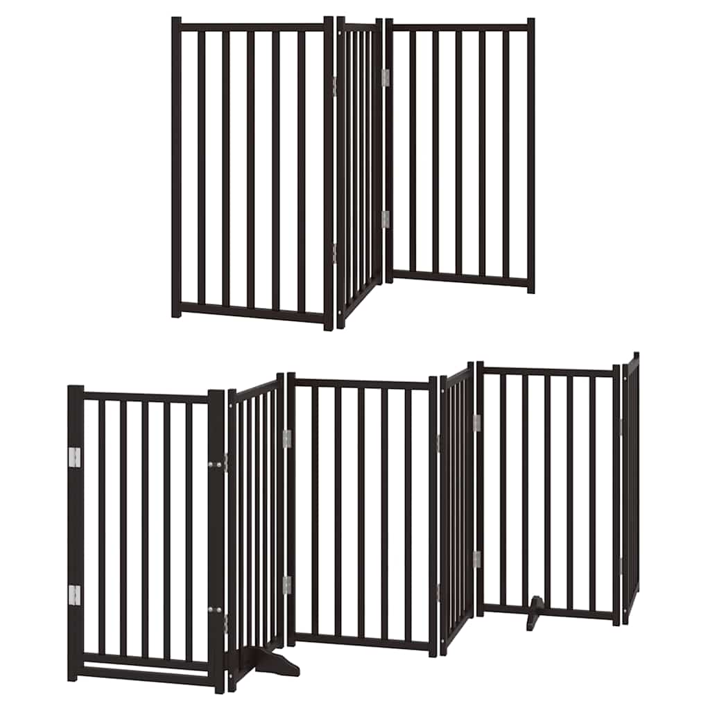 hundelåge med dør 12 paneler 600 cm foldbar poppeltræ sort