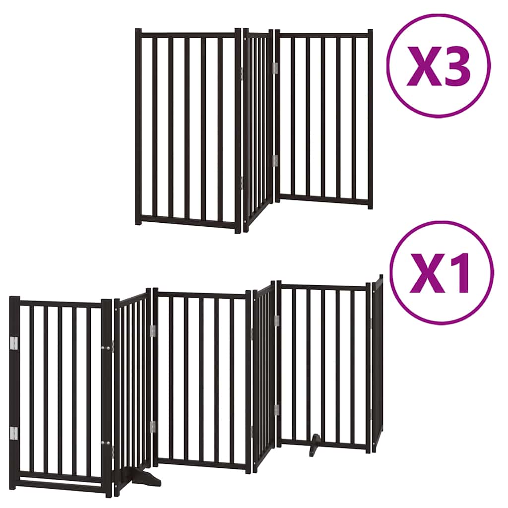 hundelåge med dør 15 paneler 750 cm foldbar poppeltræ sort