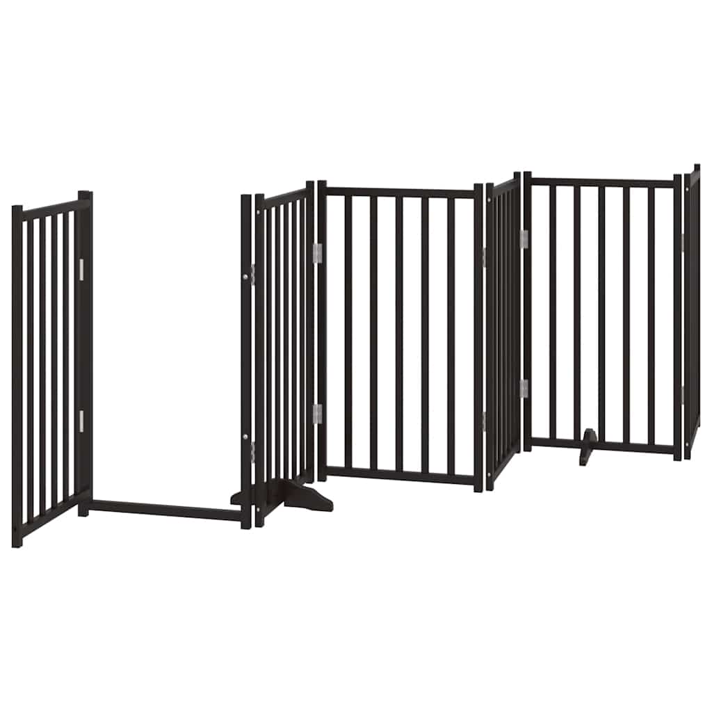 hundelåge med dør 15 paneler 750 cm foldbar poppeltræ sort
