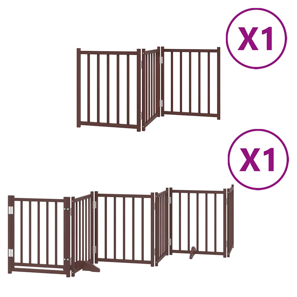 hundelåge med dør 9 paneler 450 cm foldbar poppeltræ brun