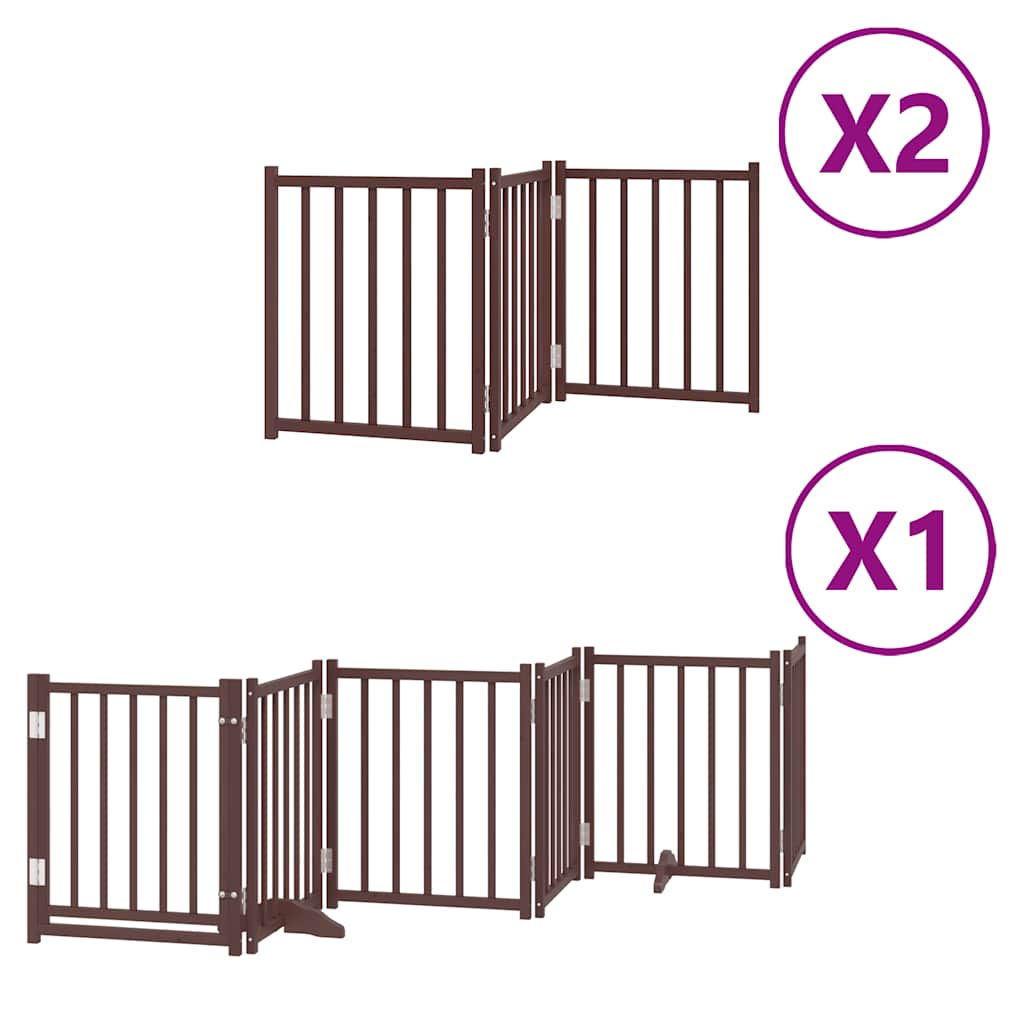 hundelåge med dør 12 paneler 600 cm foldbar poppeltræ brun