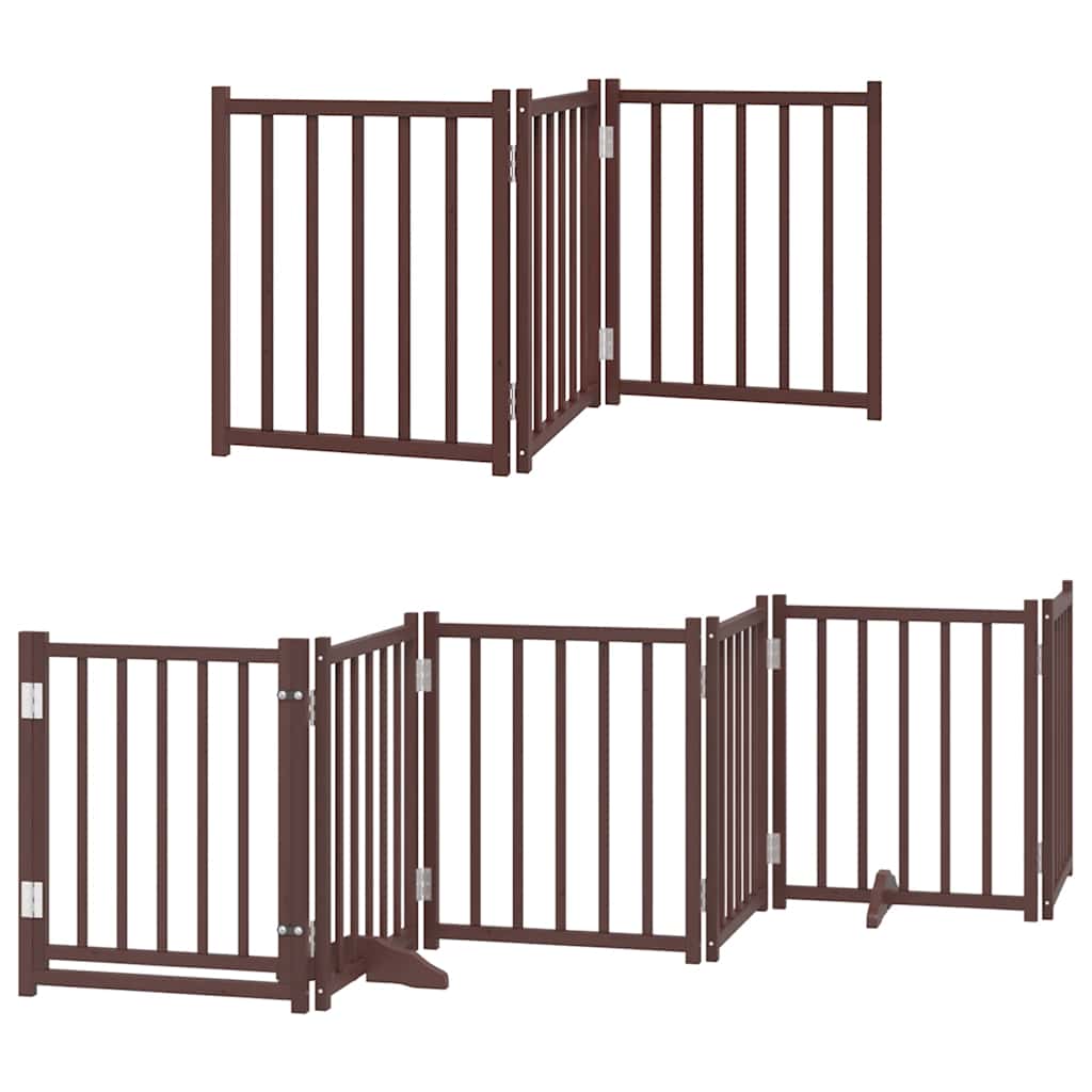 hundelåge med dør 12 paneler 600 cm foldbar poppeltræ brun