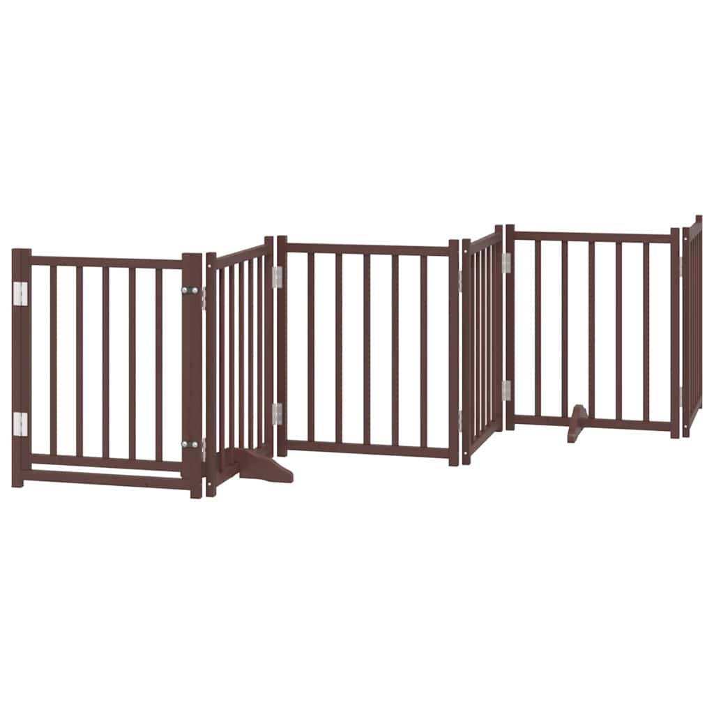 hundelåge med dør 12 paneler 600 cm foldbar poppeltræ brun