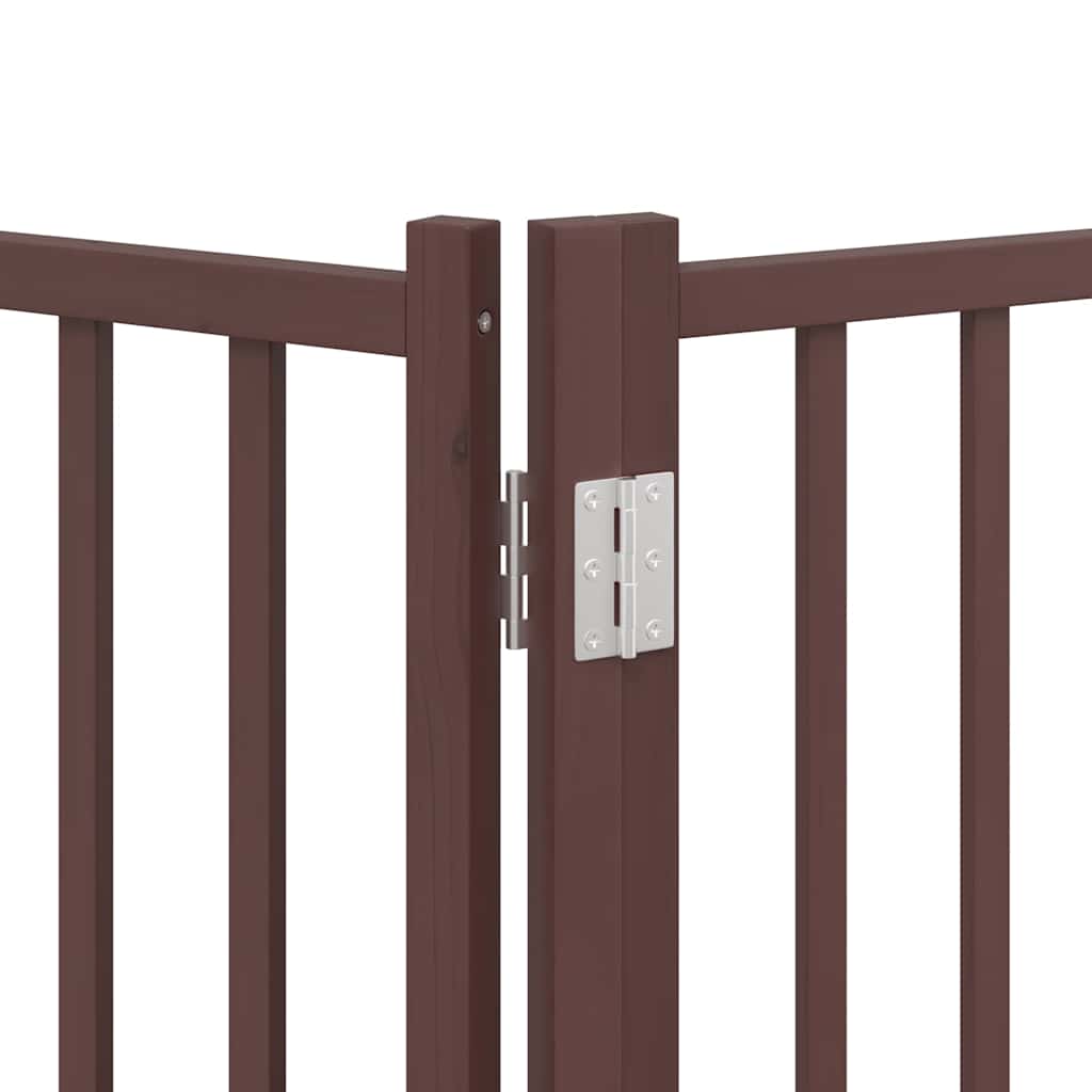 hundelåge med dør 12 paneler 600 cm foldbar poppeltræ brun