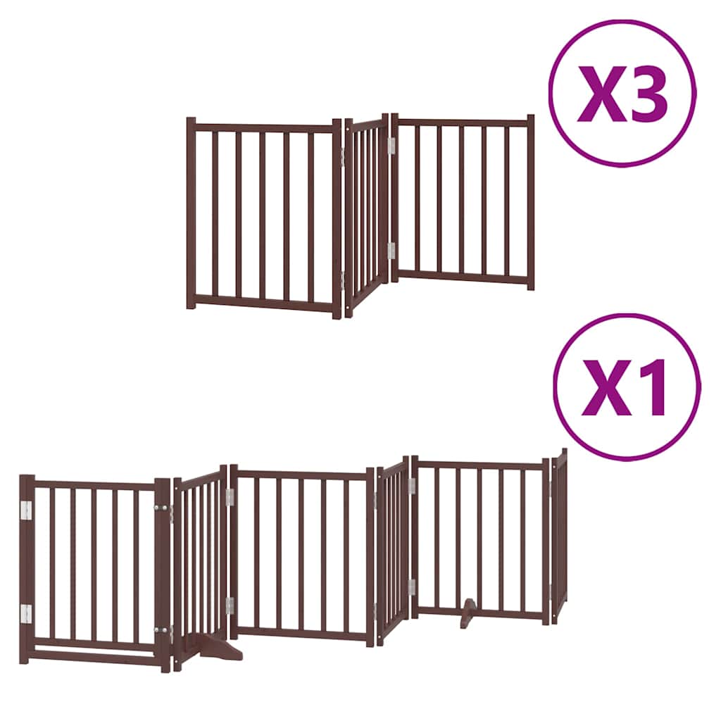 hundelåge med dør 15 paneler 750 cm foldbar poppeltræ brun