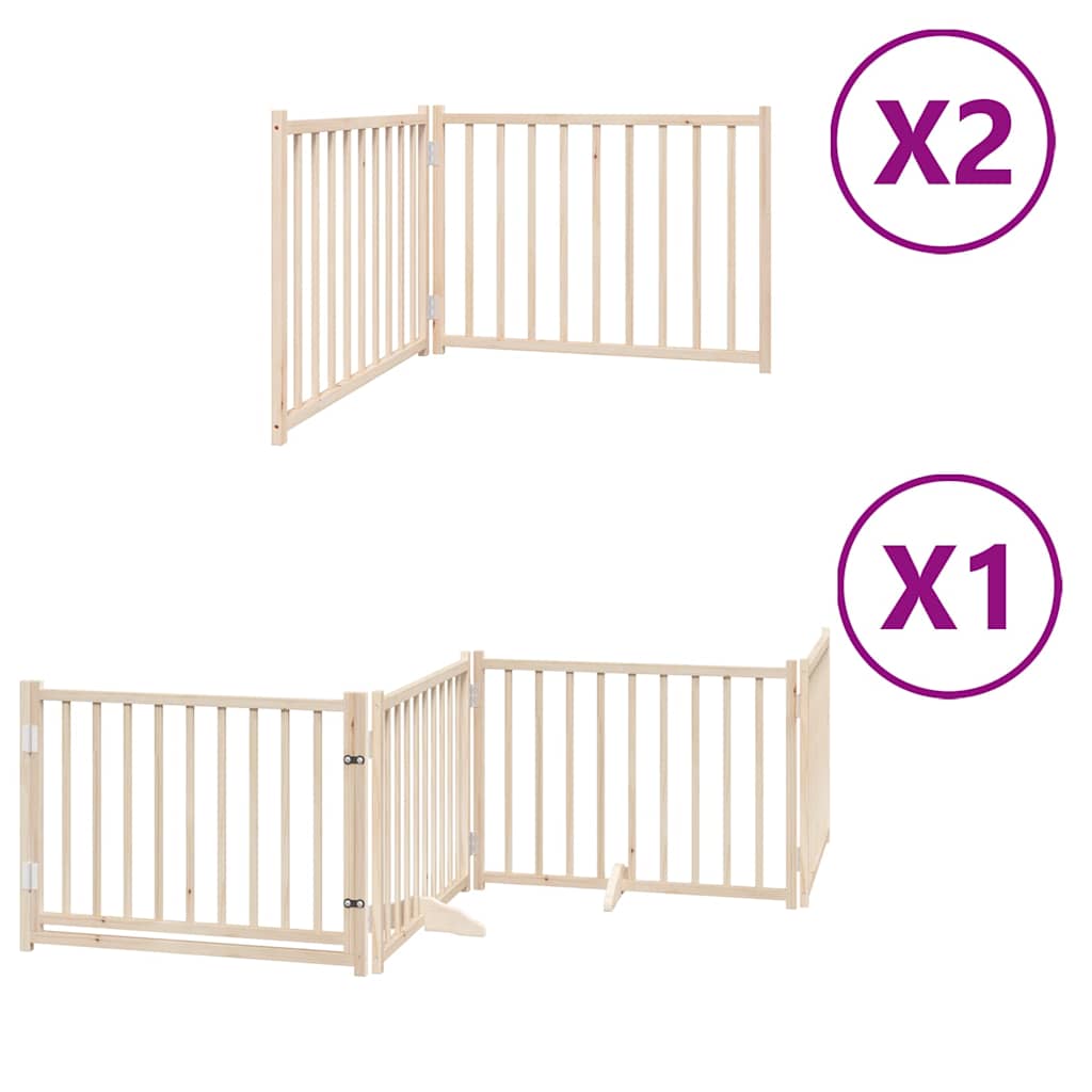 hundelåge med dør 8 paneler 640 cm foldbar poppeltræ