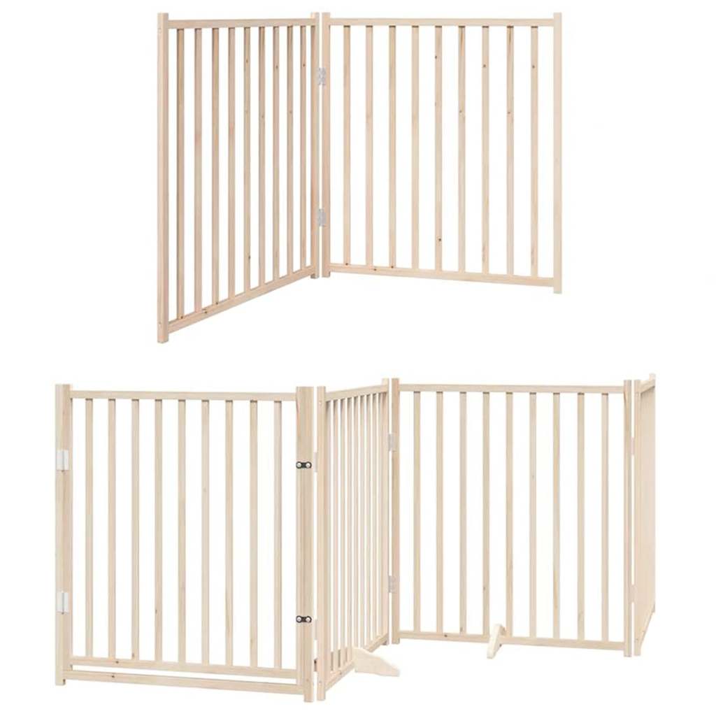 hundelåge med dør 8 paneler 640 cm foldbar poppeltræ