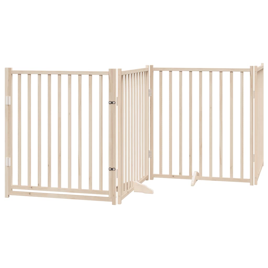 hundelåge med dør 8 paneler 640 cm foldbar poppeltræ