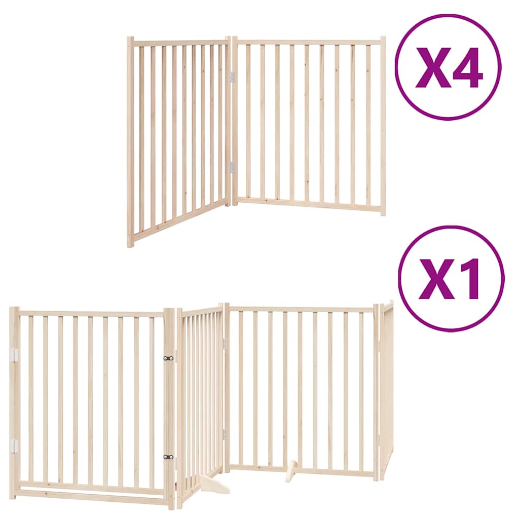 hundelåge med dør 12 paneler 960 cm foldbar poppeltræ