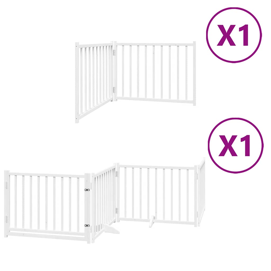hundelåge med dør 6 paneler 480 cm foldbar poppeltræ hvid