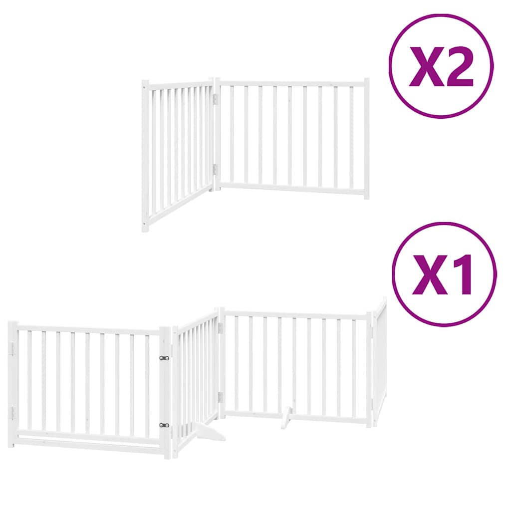 hundelåge med dør 8 paneler 640 cm foldbar poppeltræ hvid