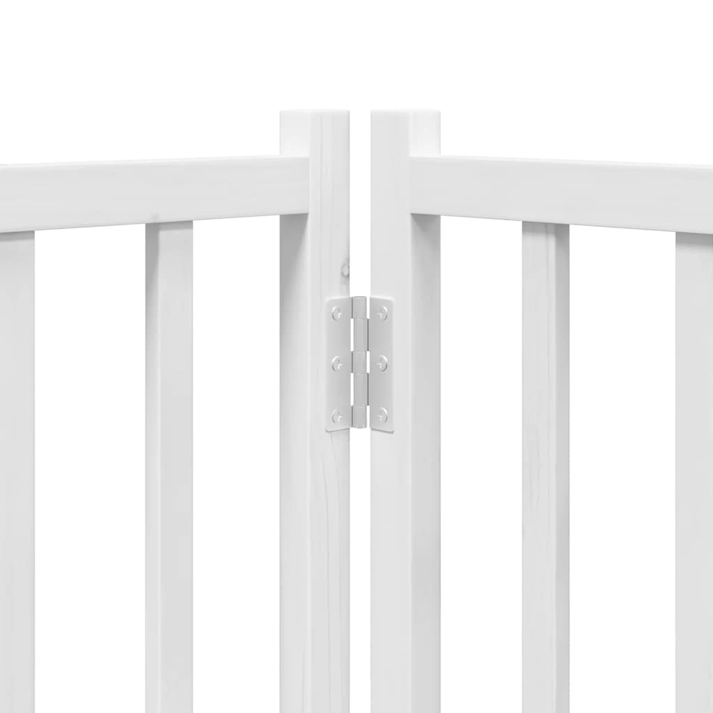 hundelåge med dør 12 paneler 960 cm foldbar poppeltræ hvid