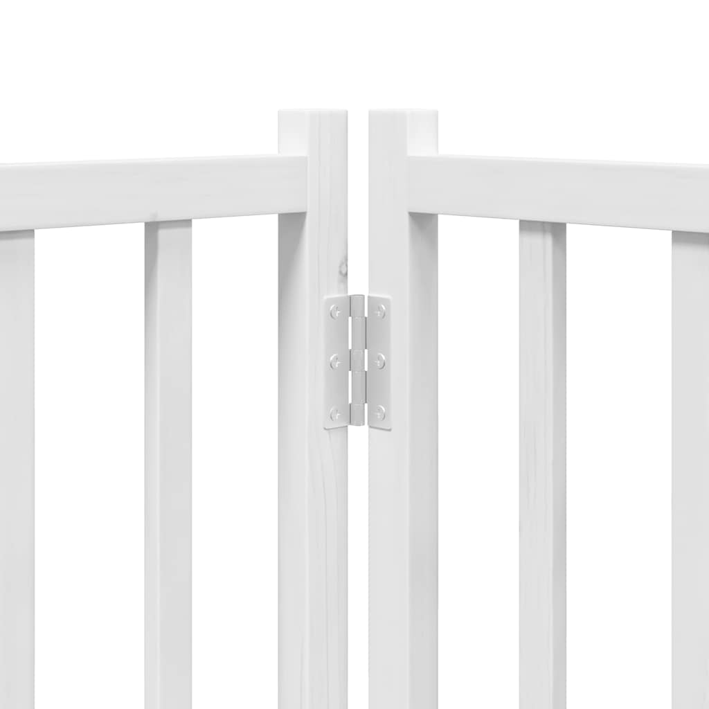 hundelåge med dør 6 paneler 480 cm foldbar poppeltræ hvid