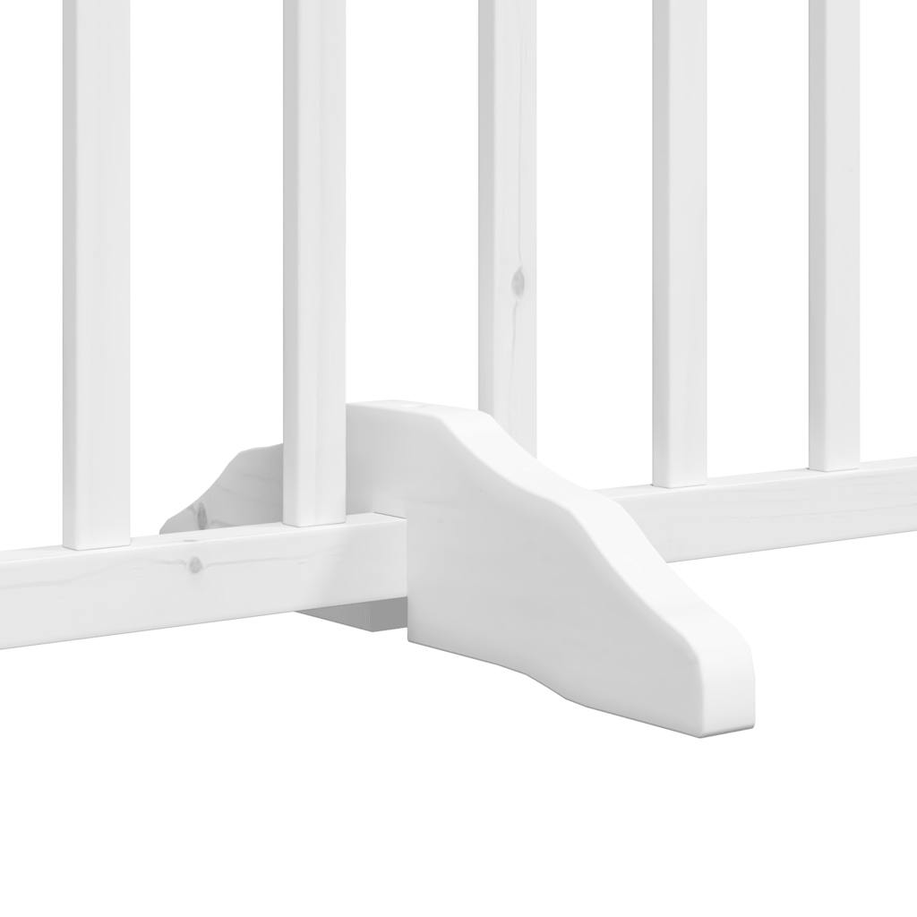 hundelåge med dør 8 paneler 640 cm foldbar poppeltræ hvid