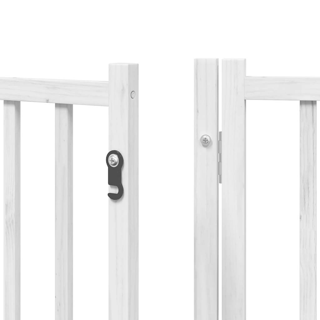 hundelåge med dør 8 paneler 640 cm foldbar poppeltræ hvid
