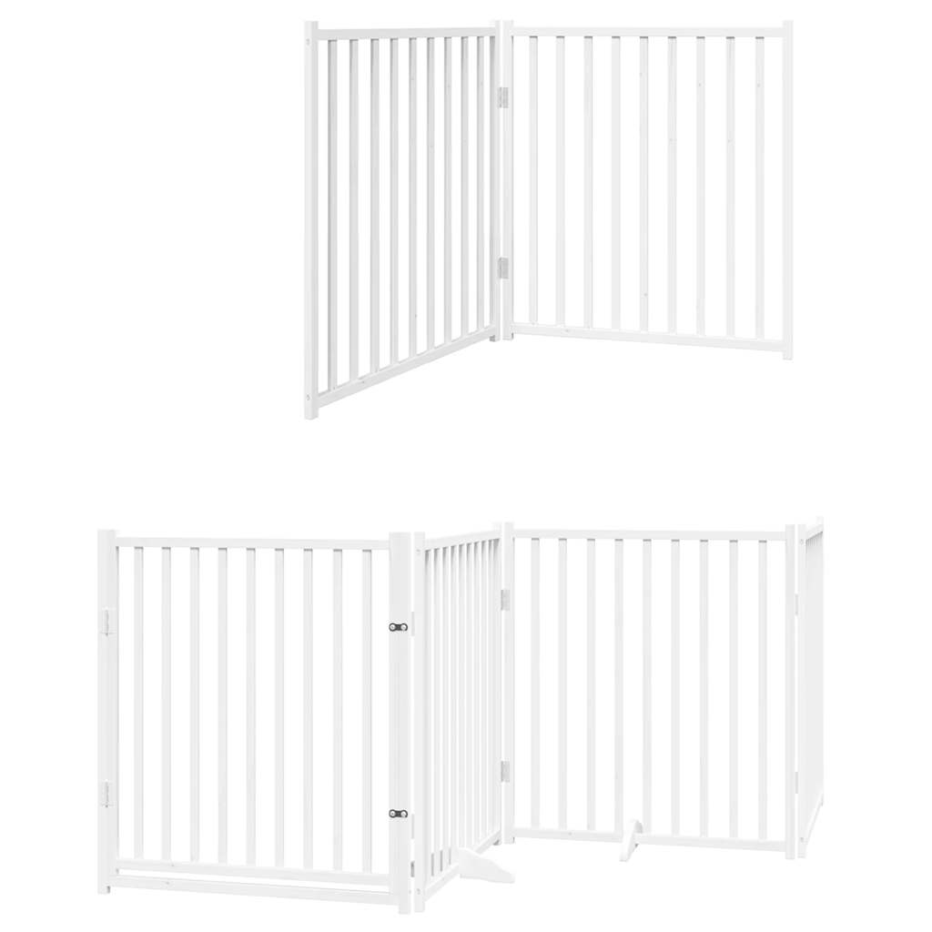 hundelåge med dør 10 paneler 800 cm foldbar poppeltræ hvid
