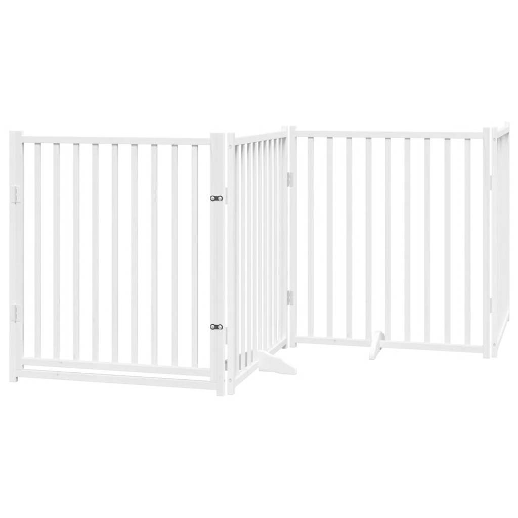 hundelåge med dør 12 paneler 960 cm foldbar poppeltræ hvid