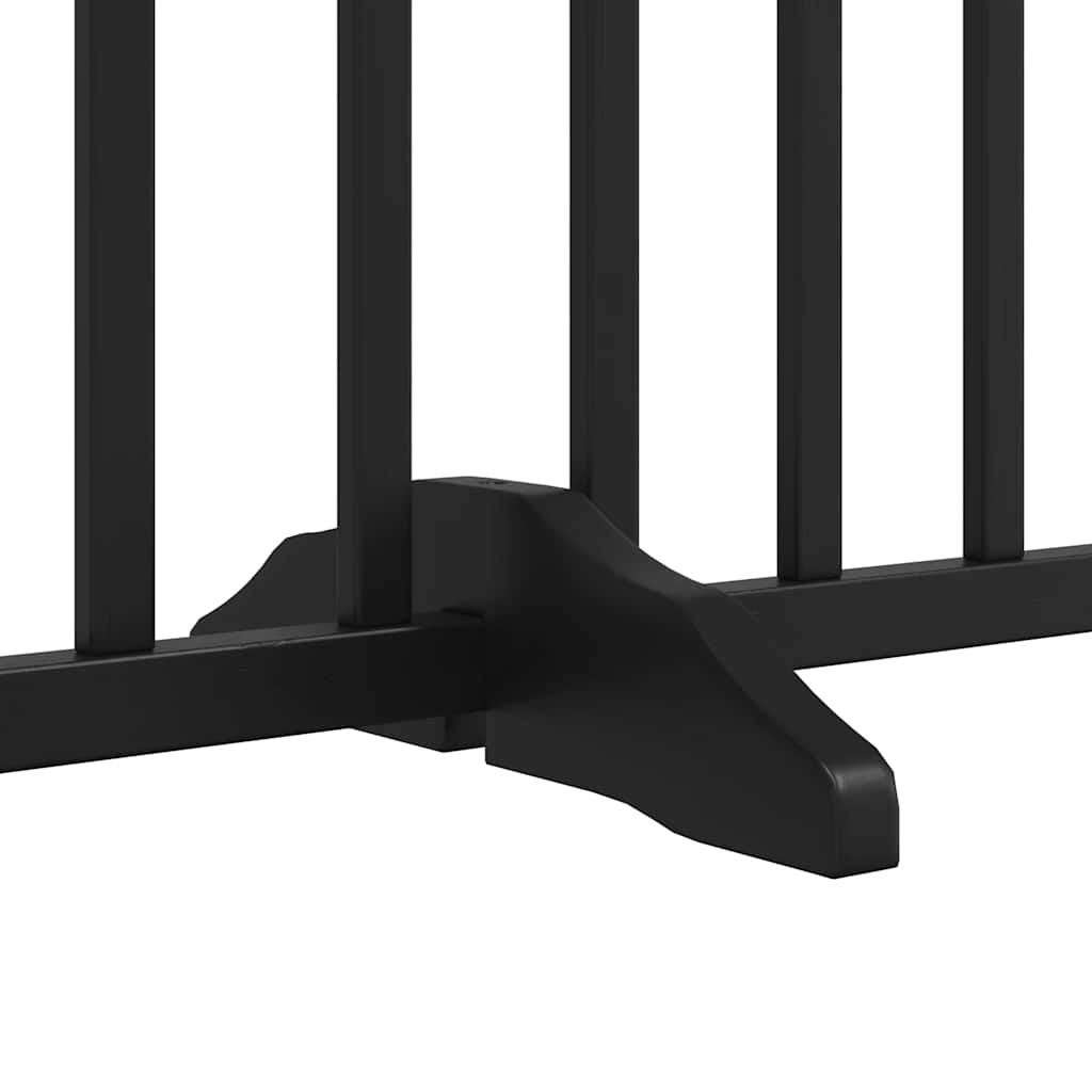 hundelåge med dør 8 paneler 640 cm foldbar poppeltræ sort