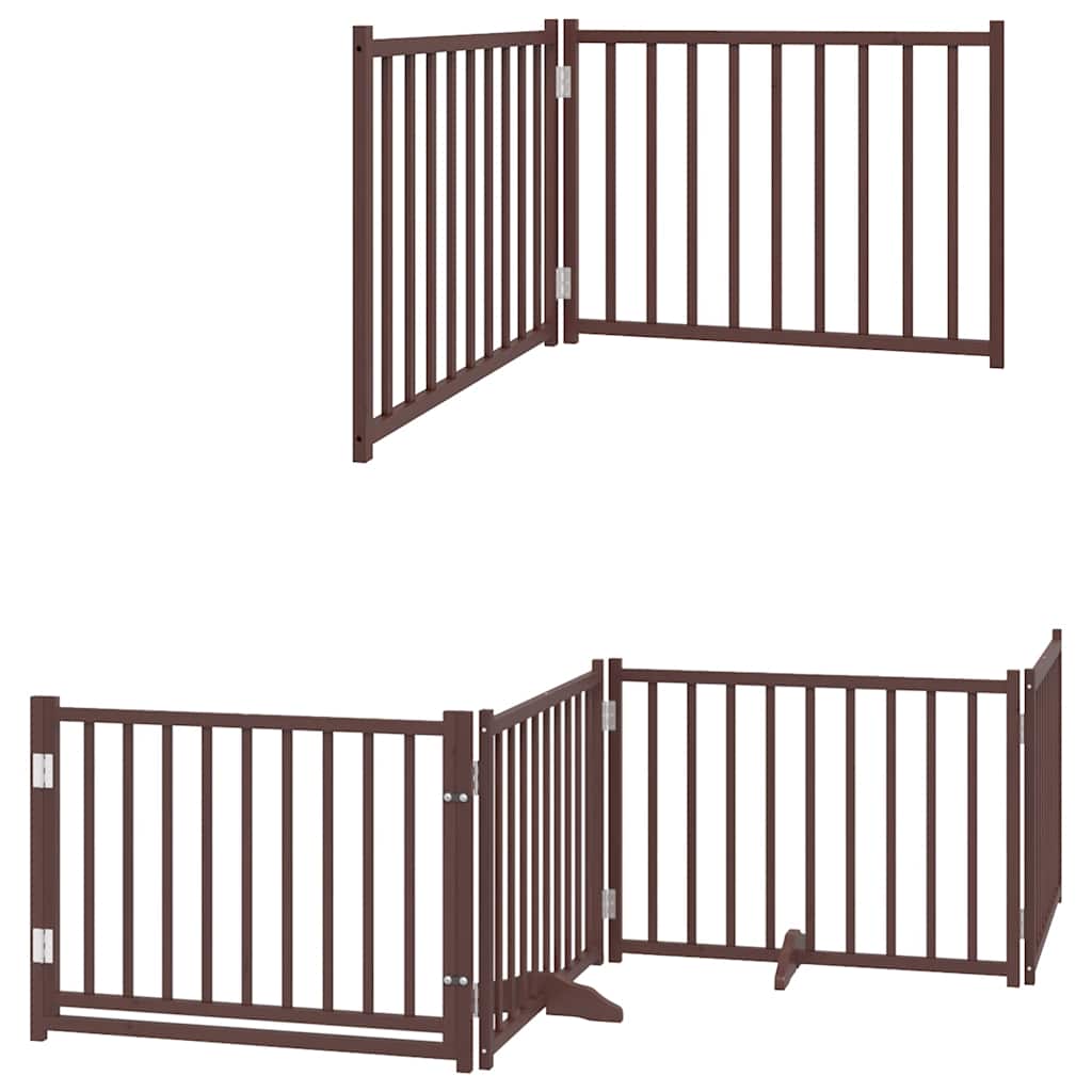 hundelåge med dør 6 paneler 480 cm foldbar poppeltræ brun