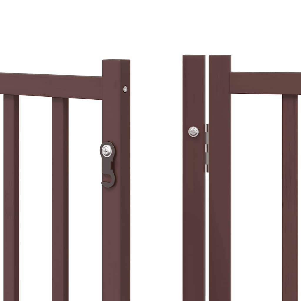 hundelåge med dør 6 paneler 480 cm foldbar poppeltræ brun