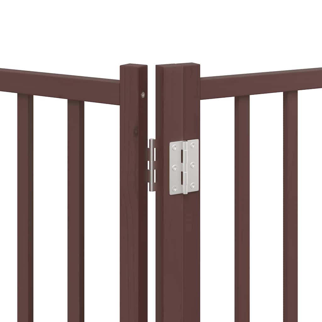 hundelåge med dør 8 paneler 640 cm foldbar poppeltræ brun