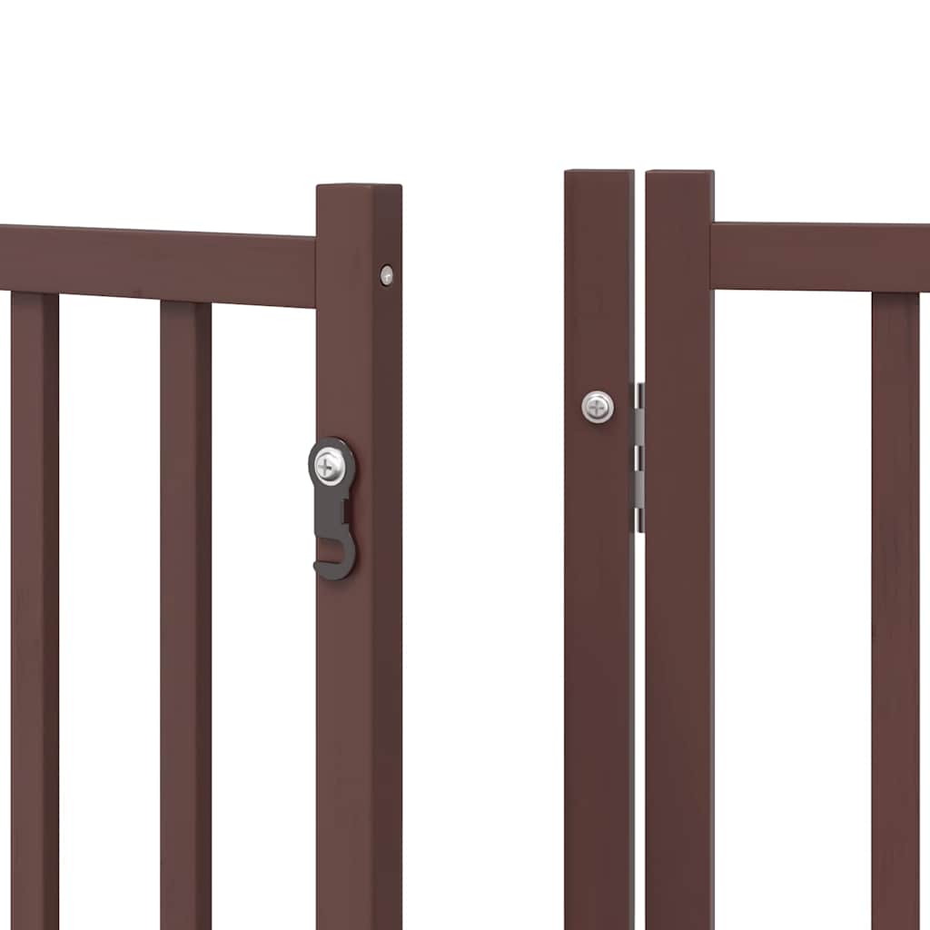 hundelåge med dør 8 paneler 640 cm foldbar poppeltræ brun