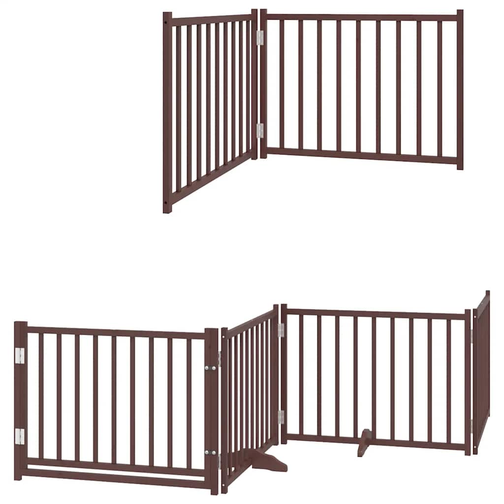 hundelåge med dør 10 paneler 800 cm foldbar poppeltræ brun