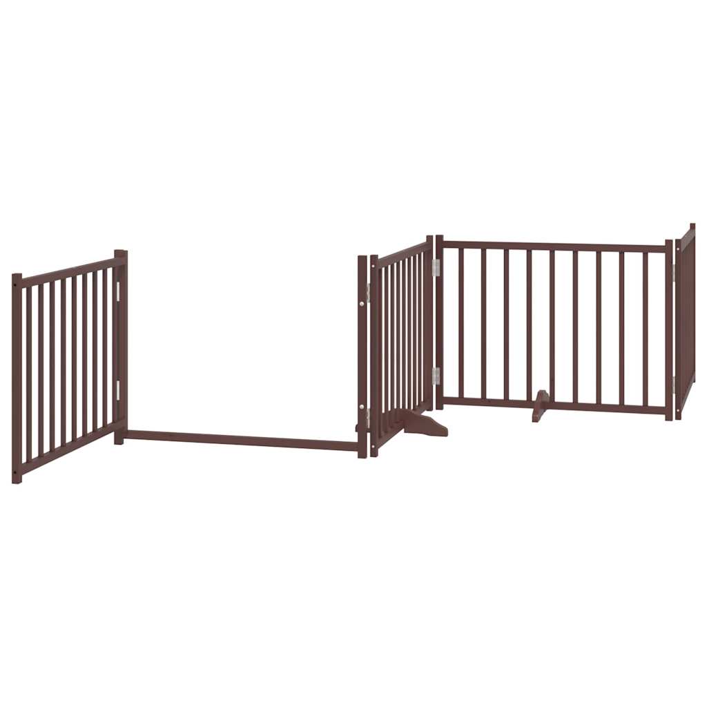 hundelåge med dør 12 paneler 960 cm foldbar poppeltræ brun