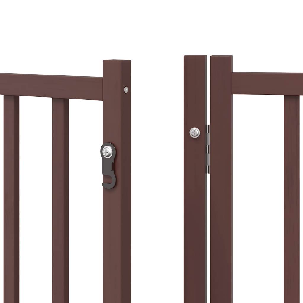 hundelåge med dør 12 paneler 960 cm foldbar poppeltræ brun