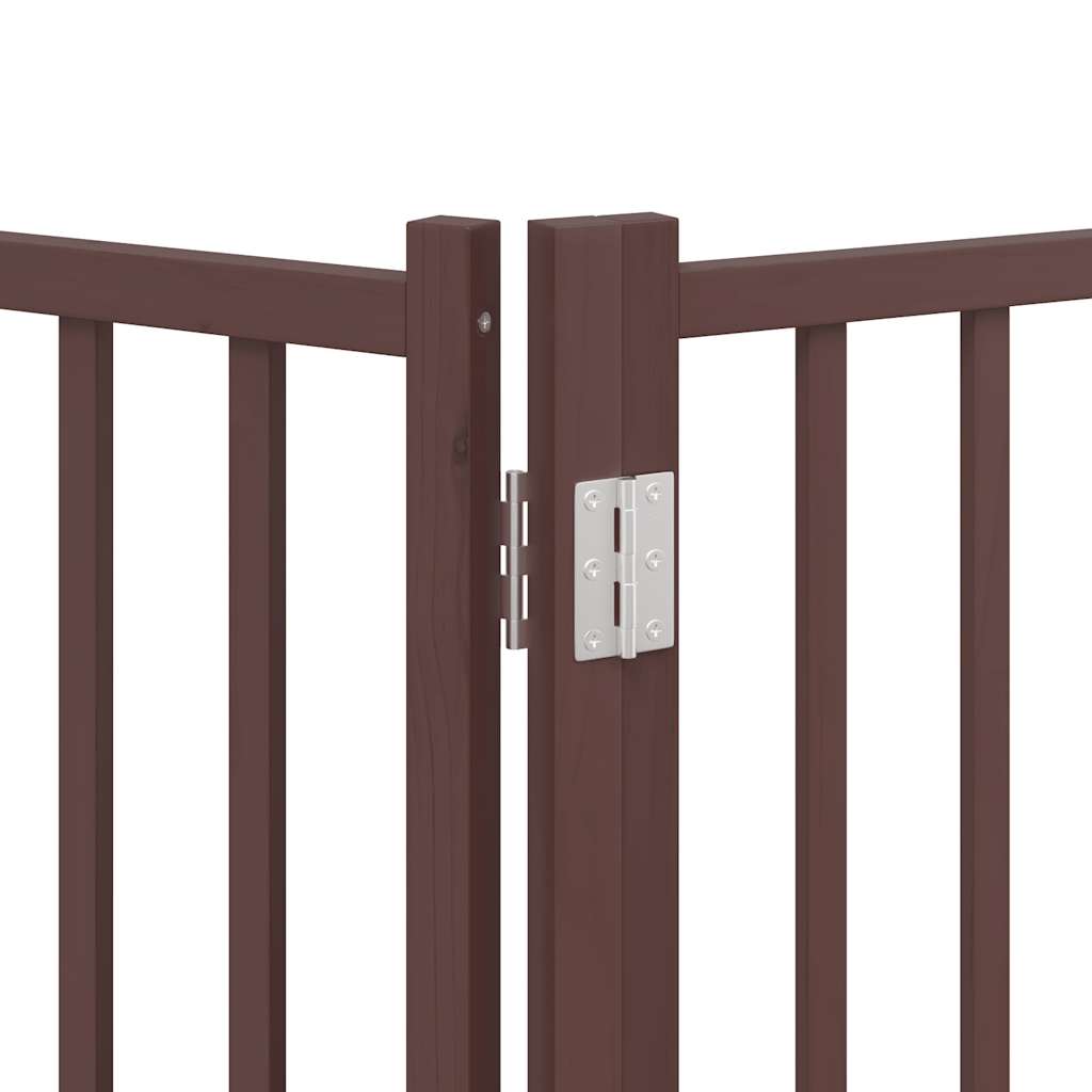 hundelåge med dør 12 paneler 960 cm foldbar poppeltræ brun