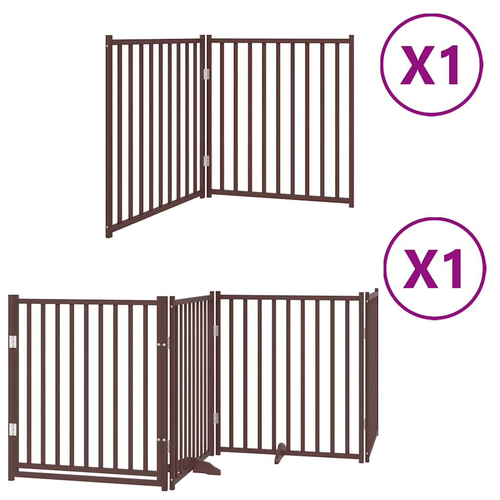 hundelåge med dør 6 paneler 480 cm foldbar poppeltræ brun