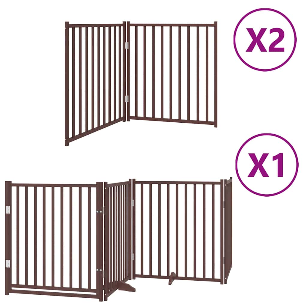 hundelåge med dør 8 paneler 640 cm foldbar poppeltræ brun