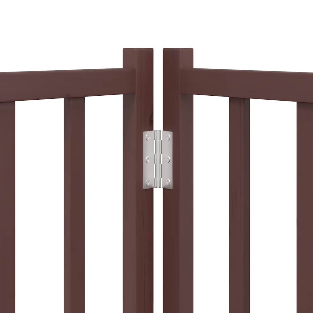 hundelåge med dør 8 paneler 640 cm foldbar poppeltræ brun