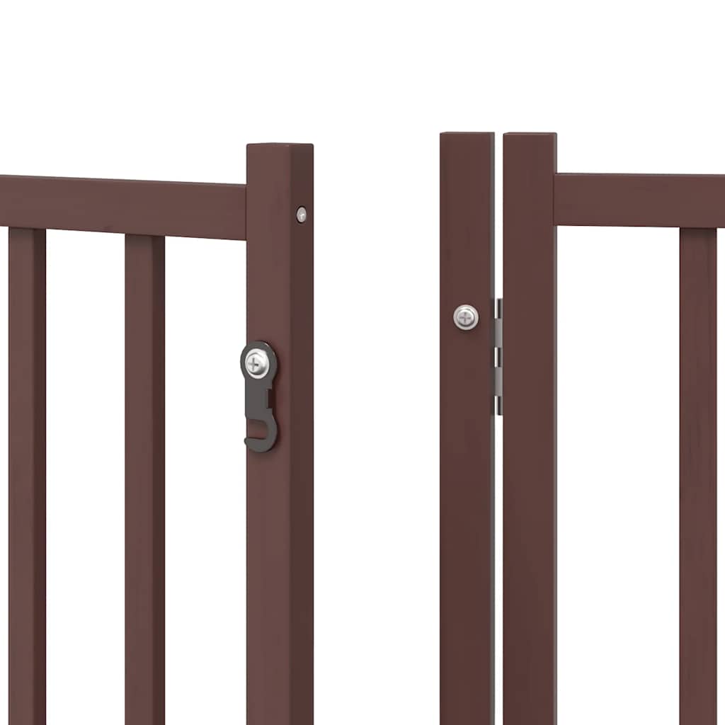 hundelåge med dør 8 paneler 640 cm foldbar poppeltræ brun