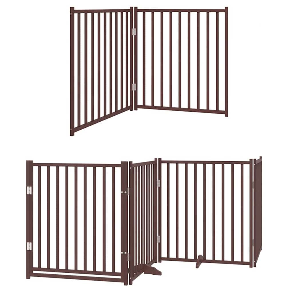 hundelåge med dør 10 paneler 800 cm foldbar poppeltræ brun