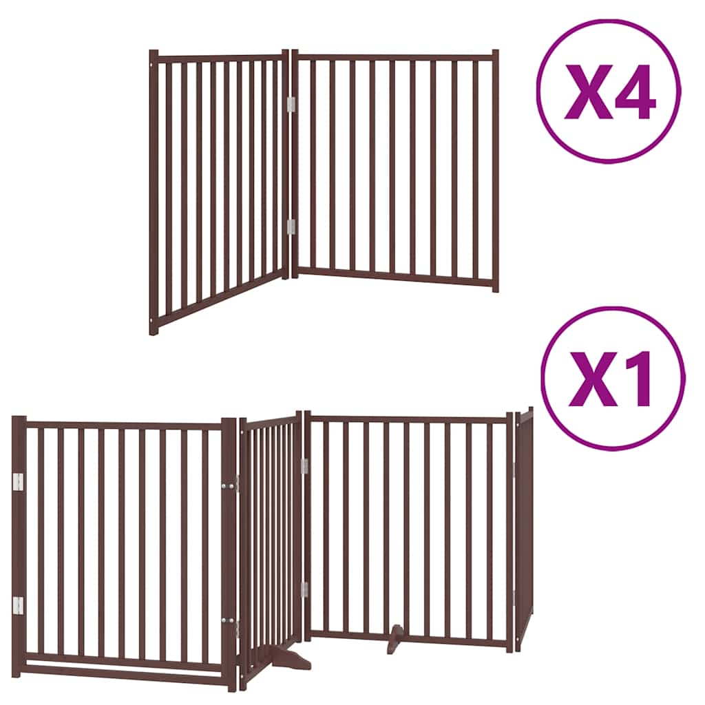 hundelåge med dør 12 paneler 960 cm foldbar poppeltræ brun