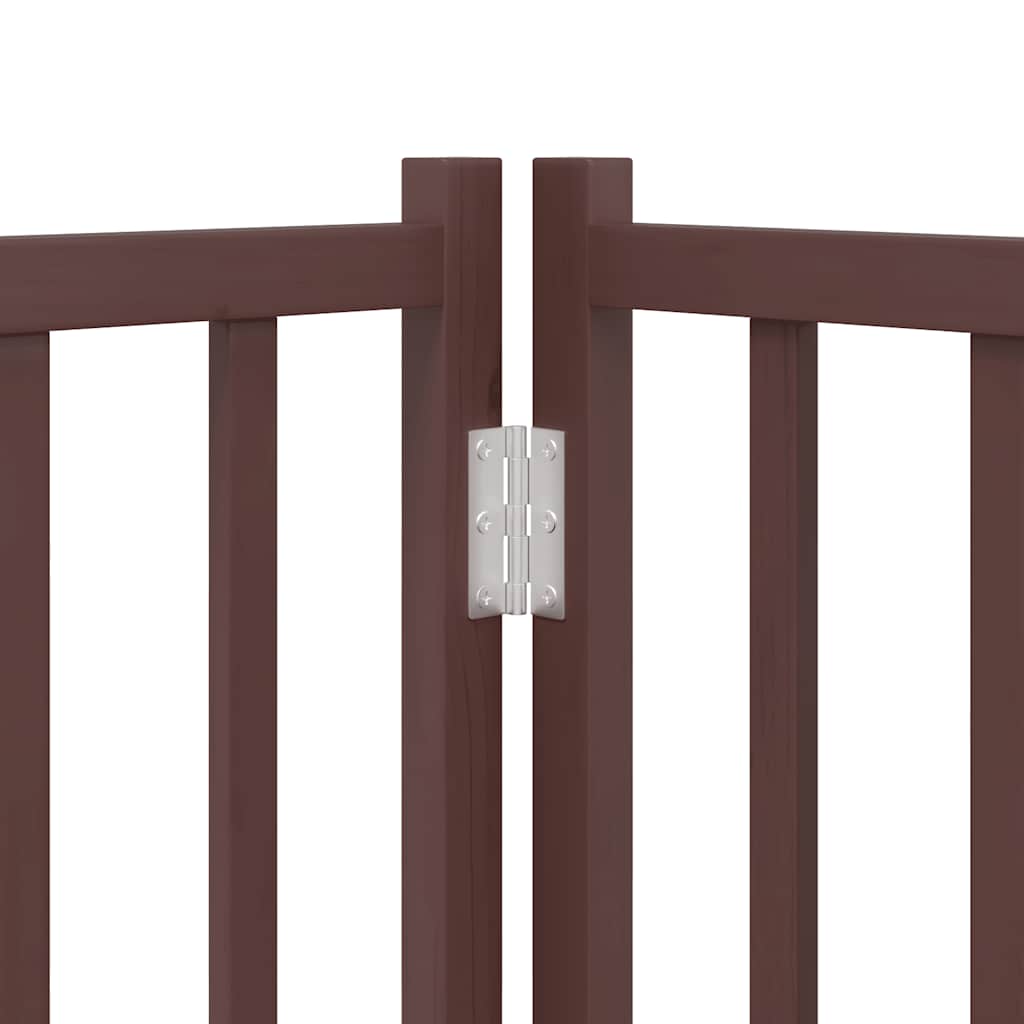 hundelåge med dør 12 paneler 960 cm foldbar poppeltræ brun