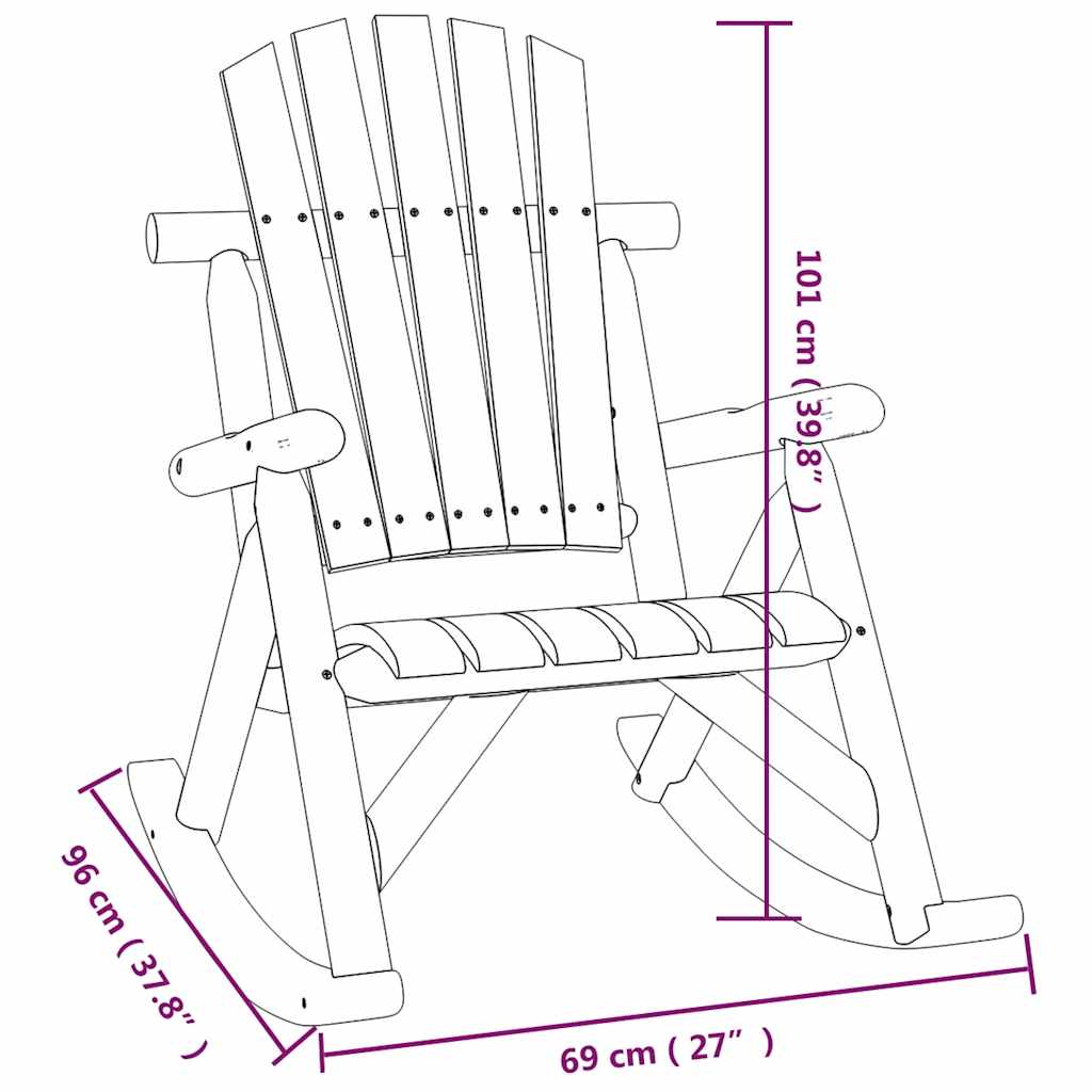 gyngestol til haven 69x96x101 cm massivt grantræ