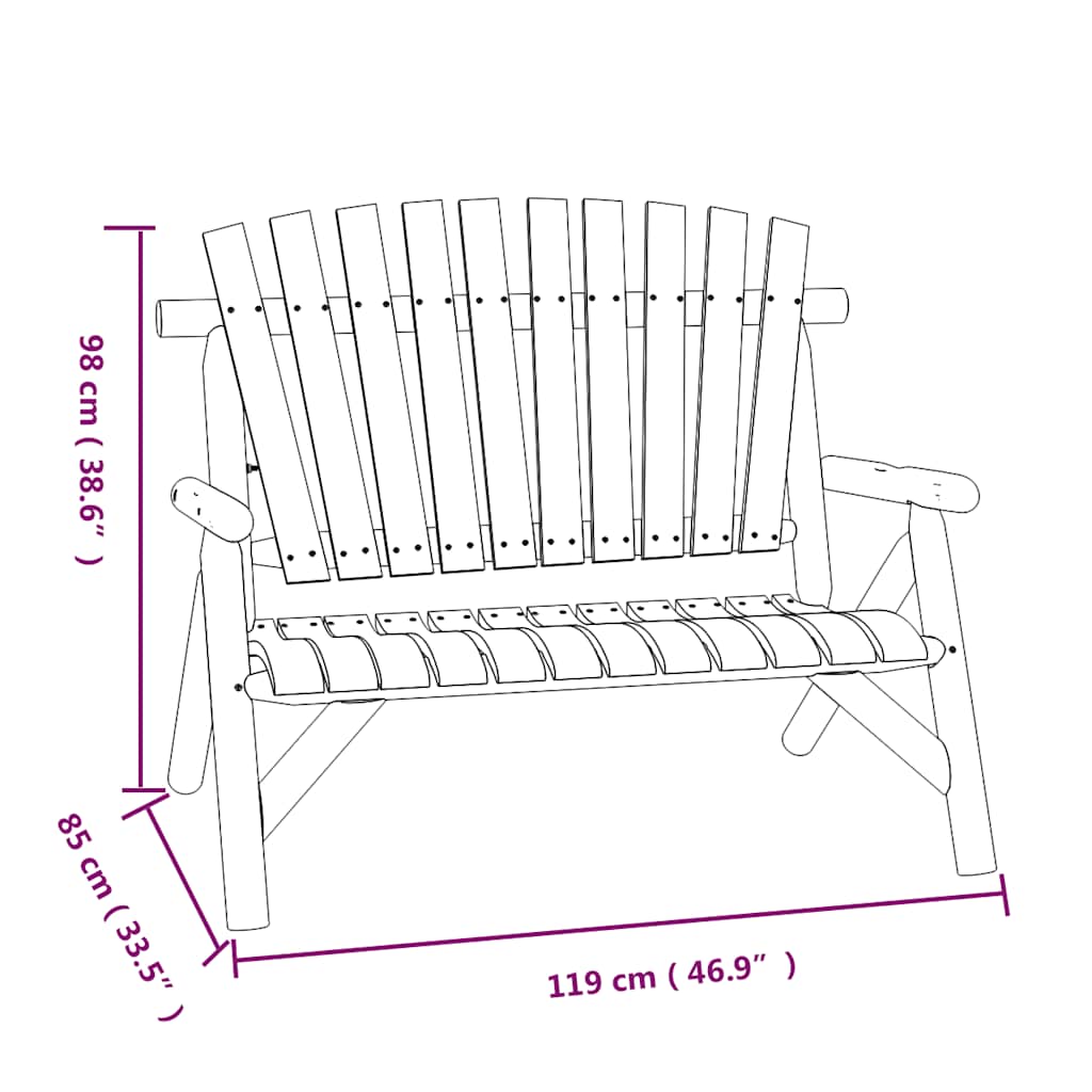 2-personers havebænk 119x85x98 cm massivt grantræ