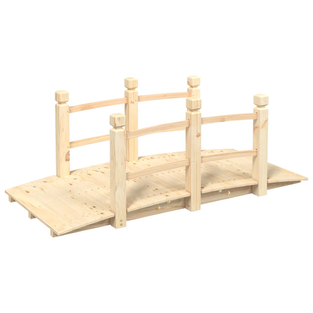 havebro med gelænder 150x67x56 cm massivt grantræ