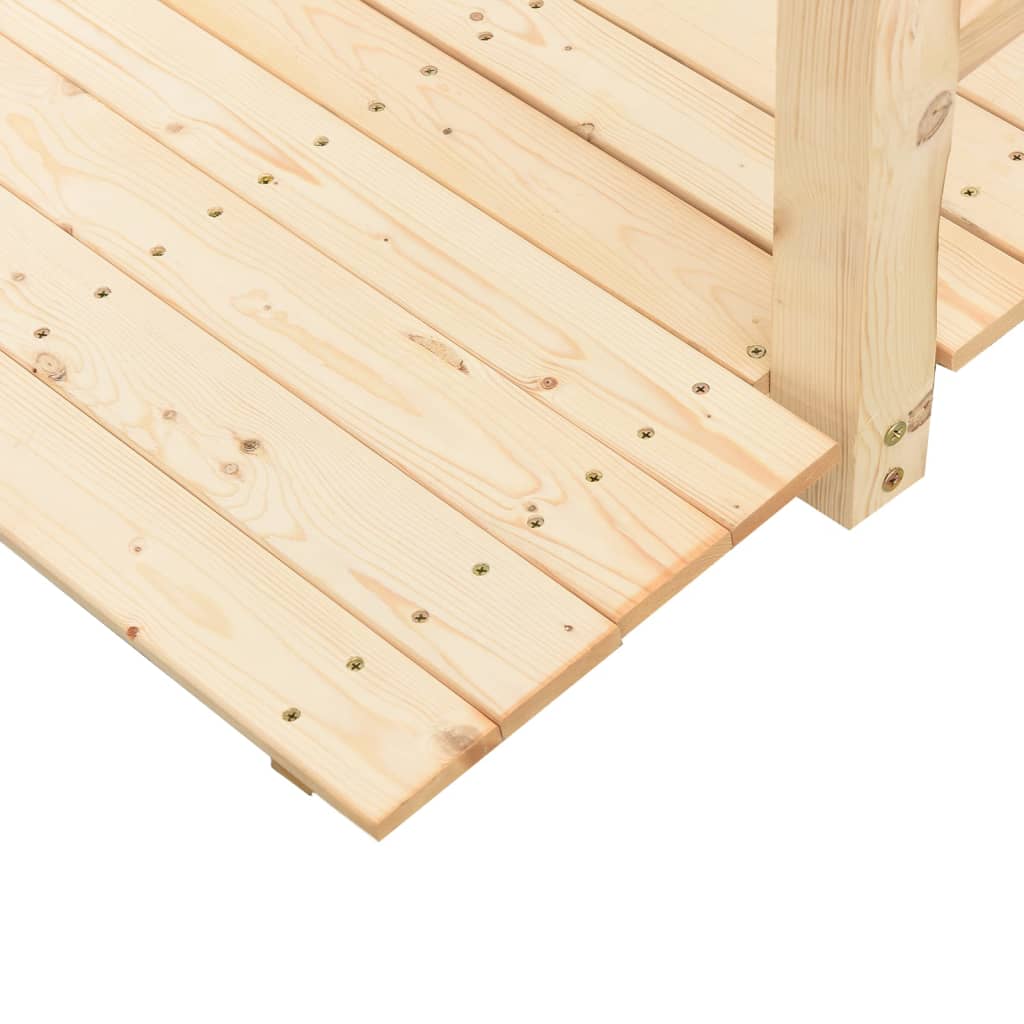 havebro med gelænder 150x67x56 cm massivt grantræ