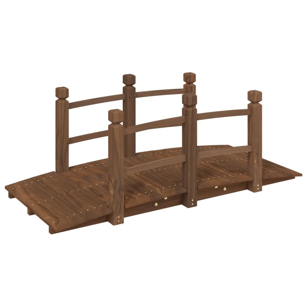 havebro med gelænder 150x67x56 cm massivt grantræ