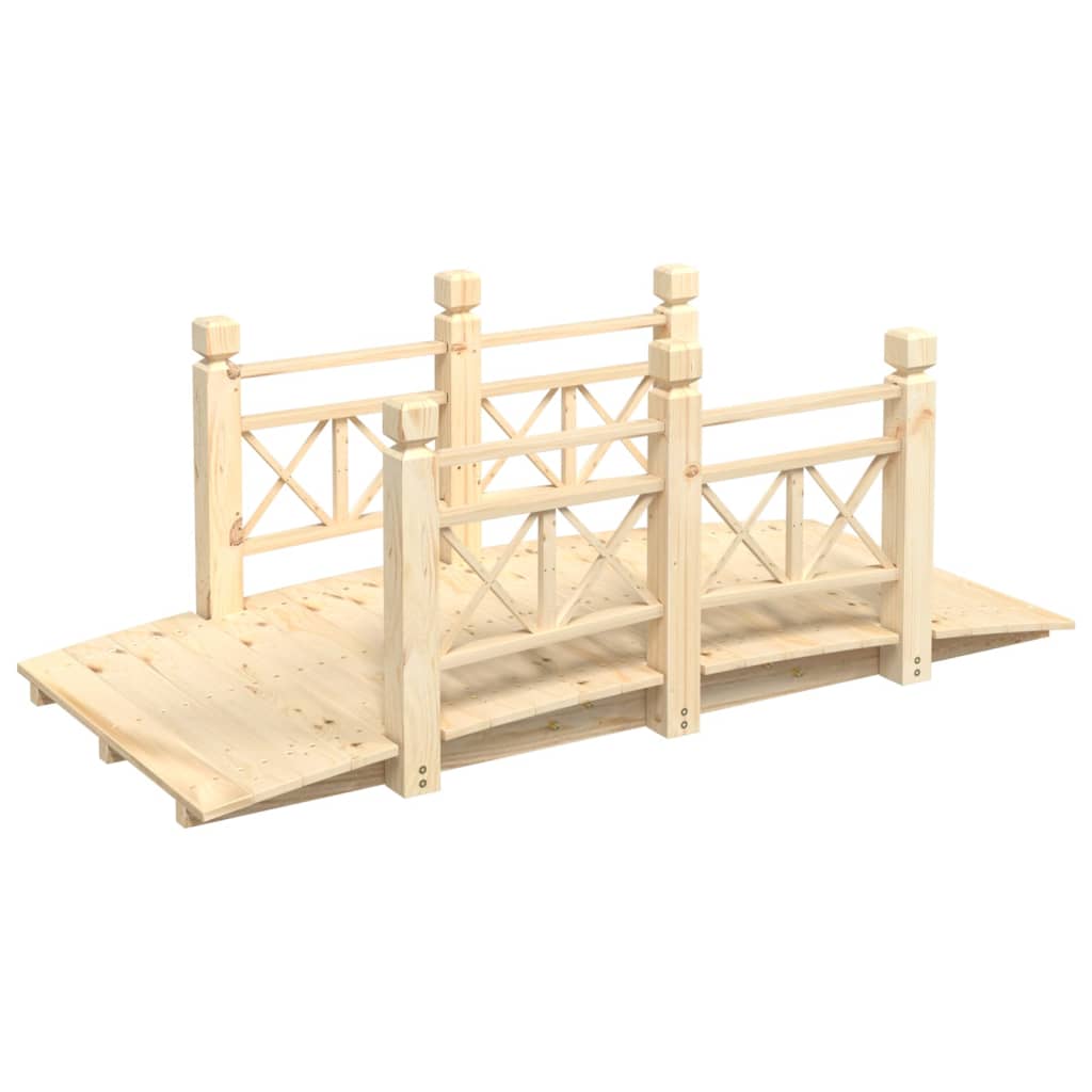 havebro med gelænder 150x67x56 cm massivt grantræ