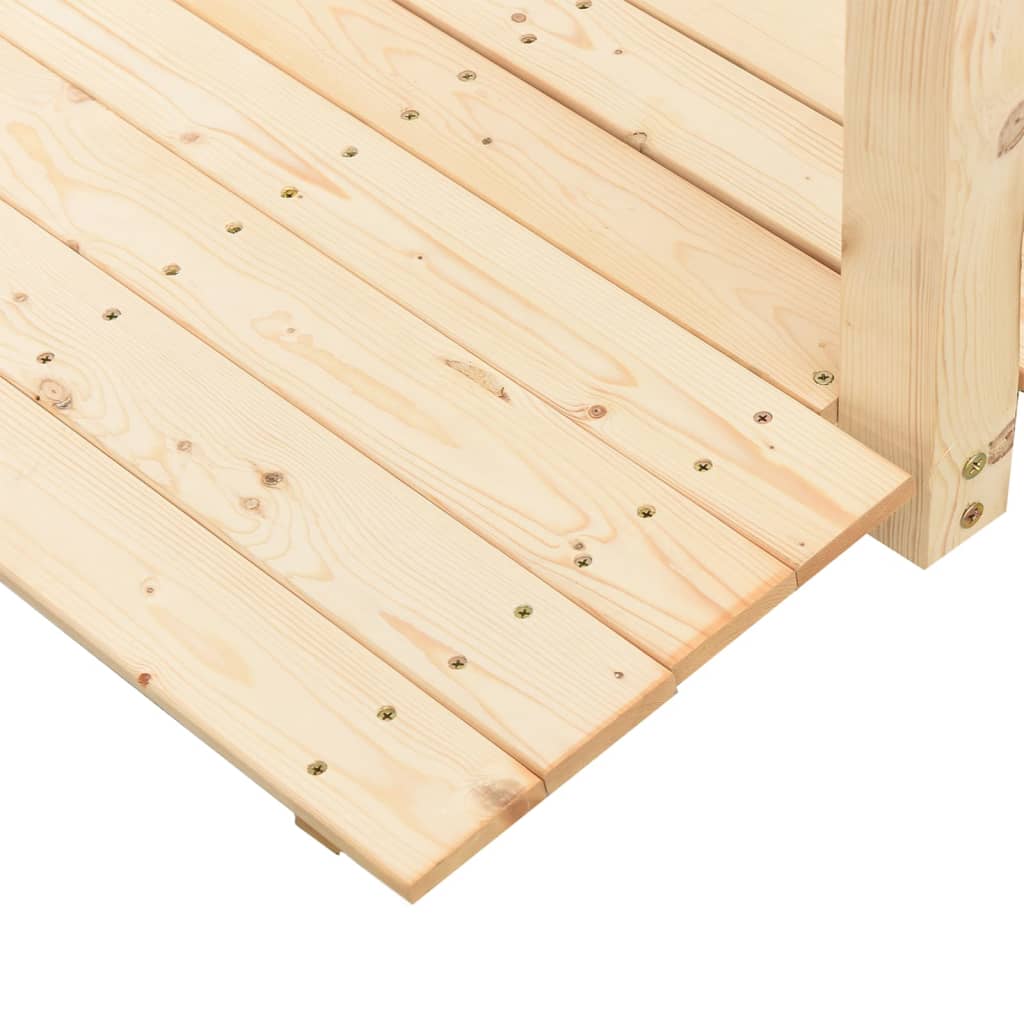 havebro med gelænder 150x67x56 cm massivt grantræ