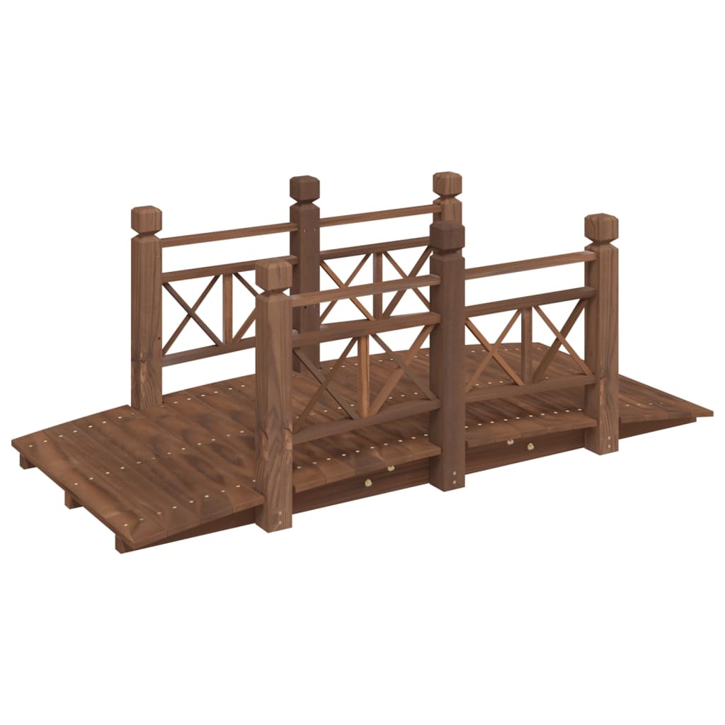 havebro med gelænder 150x67x56 cm massivt grantræ