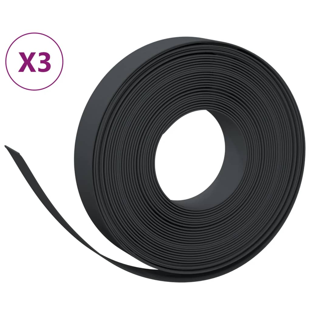 græskanter 3 stk. 10 m 10 cm polyethylen sort