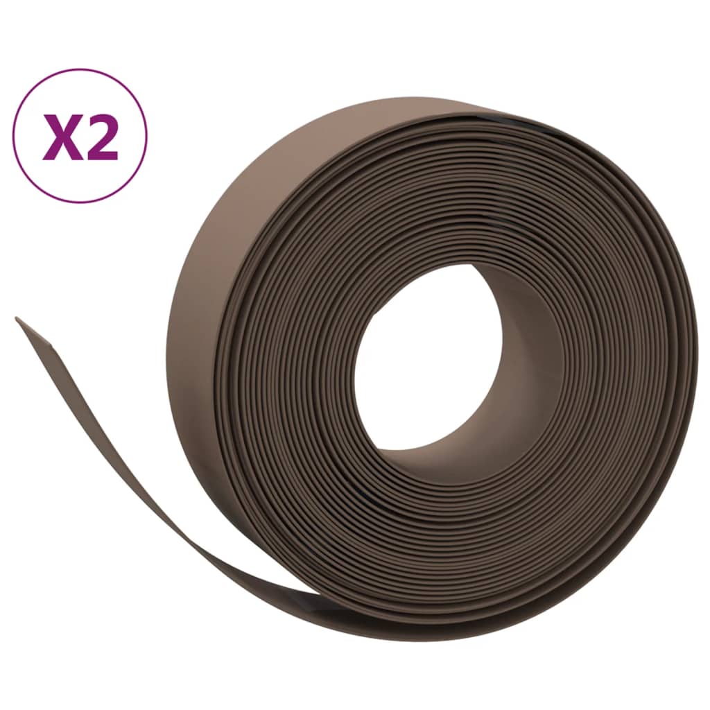 græskanter 2 stk. 10 m 15 cm polyethylen brun