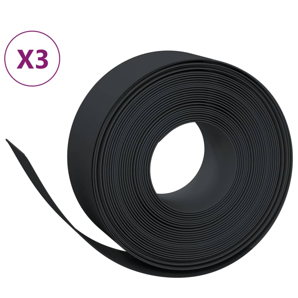 græskanter 3 stk. 10 m 20 cm polyethylen sort